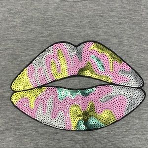 Melissa Masse Long Sleeve Sequin Camo Lips Top NEW Heather Grey Size 1X